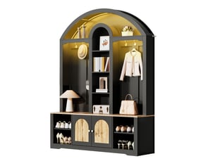 Portemanteau avec banc et rangement 150 x 195 cm en mdf noir