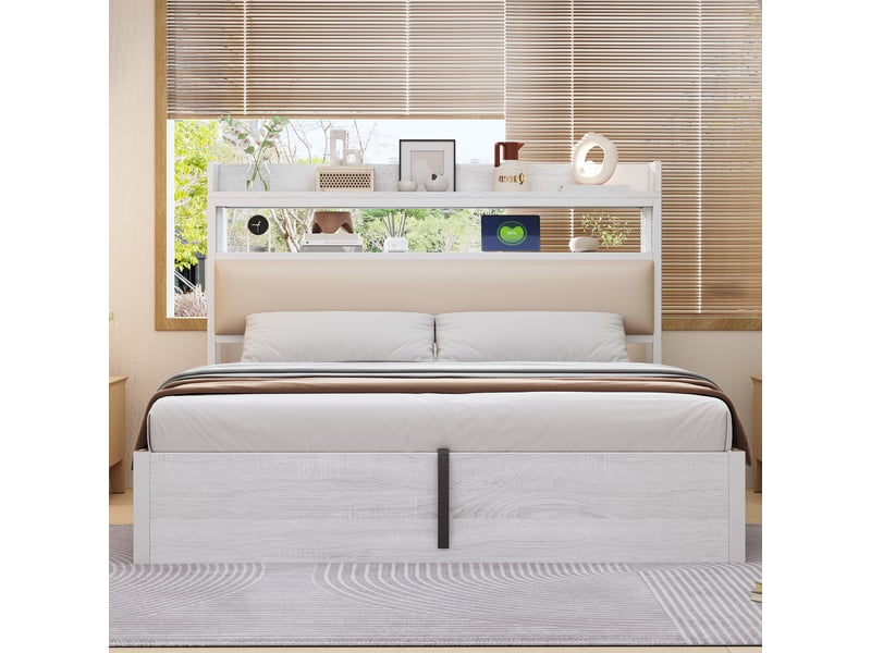  Lit coffre 180x200cm coloris blanc lit adulte blanc - Conforama D
