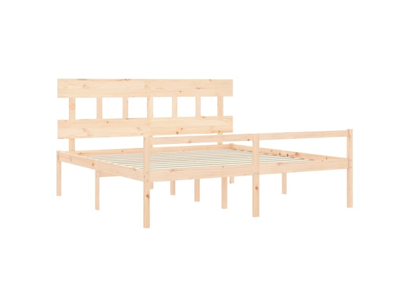  Lit double- lit adulte -  lit pour personne âgée et tête de lit 200x200 cm bois massif  - Conforama D