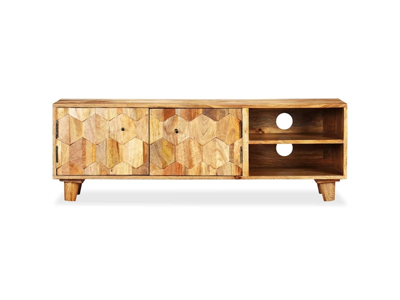  Meuble tv - banc tv - meuble de rangement bois massif de manguier 118 x 35 x 40 cm  - Conforama C