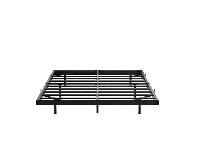  Cadre de lit flottant en métal 120x200 cm, led et usb, lattes robustes, noir, montage facile, design moderne  - Conforama A