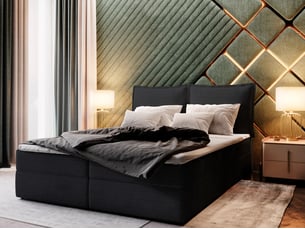 Lit avec rangement 180x200 cm <strong>MASSENO</strong> <strong></strong> coloris noir