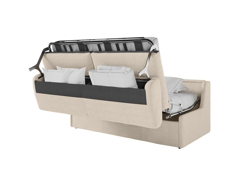 Canapé convertible express 3 pl agathe 140x190cm en velours côtelé beige - matelas 13cm AGATHE - Conforama D
