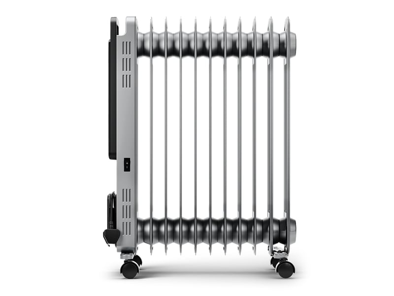 Radiateur à huile omniwarm 2500w avec 11 ailettes, affichage numérique et contrôle via application intelligente – argent - Conforama F