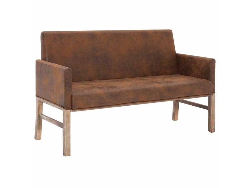  Banc d'entrée, banc d'intérieur avec accoudoir 140 cm marron similicuir daim  - Conforama A