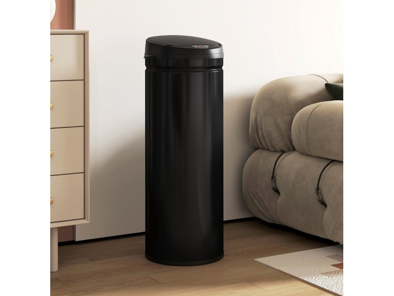  Poubelle à capteur ulevr 50 l sans contact, fermeture douce, acier inoxydable noir, 30,5 x 30,5 x 85 cm  - Conforama B