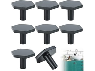 Paquet de 8 poignées hexagonales noires en alliage de zinc, poignées pour portes de cuisine, tiroirs et meubles d'intérieur