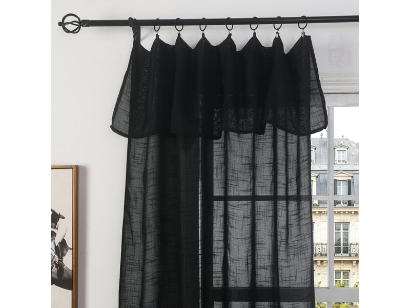 Rideau ajustable 140 x 270 cm + 8 anneaux pinces effet lin evasion noir CP-EVASION-TRUFFE - Conforama E