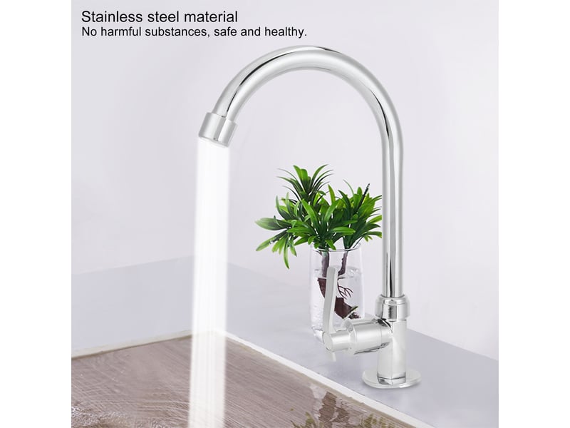  Robinet d'eau froide simple g12, cuisine domestique, lavabo, robinet d'évier rotatif en acier inoxydable  - Conforama E