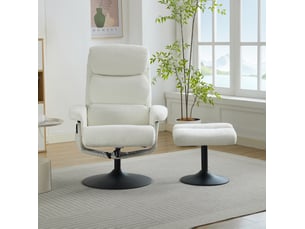 Fauteuil massant 77x75,5x100 cm, relax inclinable électrique, pivotant à 360°, repose-pieds, chenille, couleur blanc