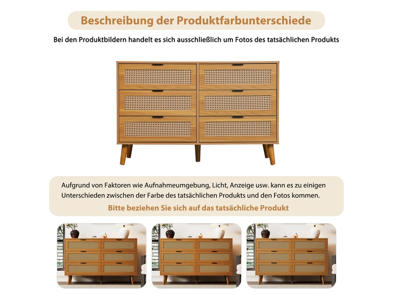  Buffet haut 120x40x76,5 cm meuble de rangement large 6 compartiments tiroirs idéal pour chambre et bureau moderne  - Conforama D