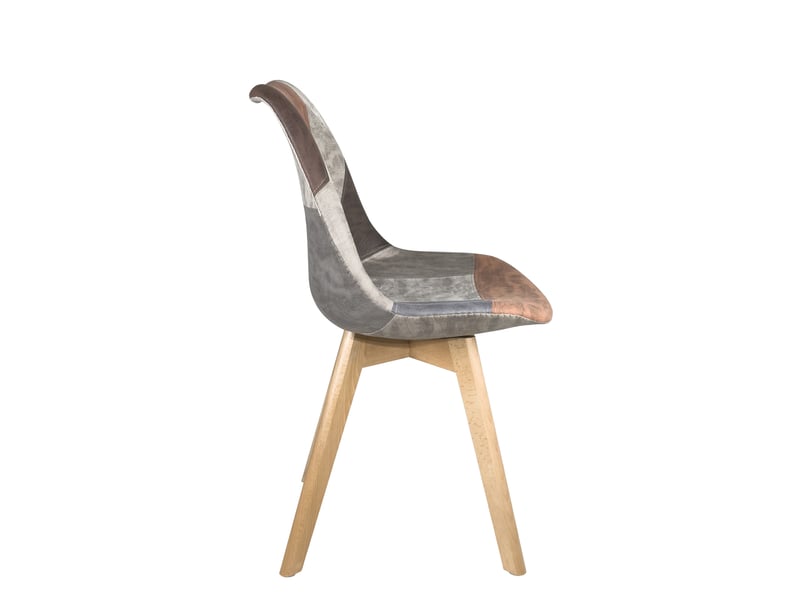 Lot de 2 chaises scandinaves patchwork multicolore large siège rembourré pieds bois clair lao (marron) 706-LAO - Conforama C