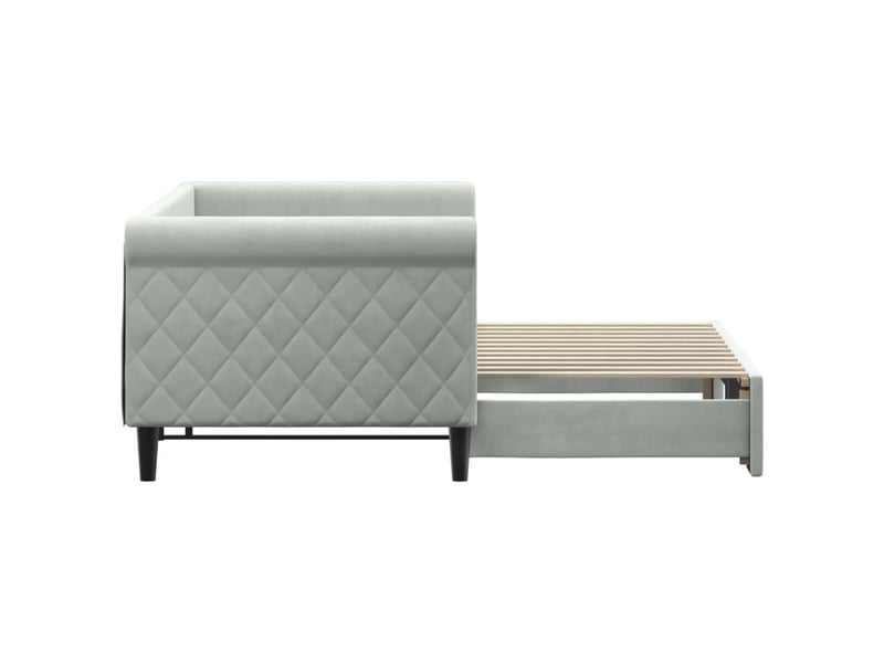 Lit simple- lit adulte -  lit de jour avec gigogne sans matelas gris clair 80x200 cm  - Conforama C