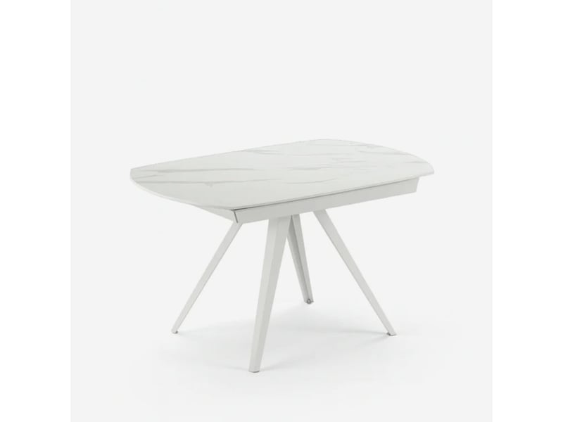  Table de salle à manger extensible en céramique spin - blanc - marbre calacatta  - Conforama A