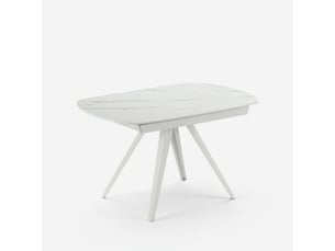 Table de salle à manger extensible en céramique spin - blanc - marbre calacatta
