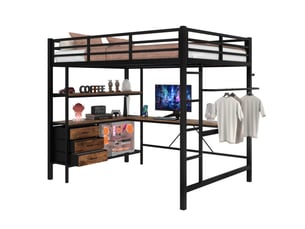 Lit mezzanine 140x200 cm OKWISH   coloris noir