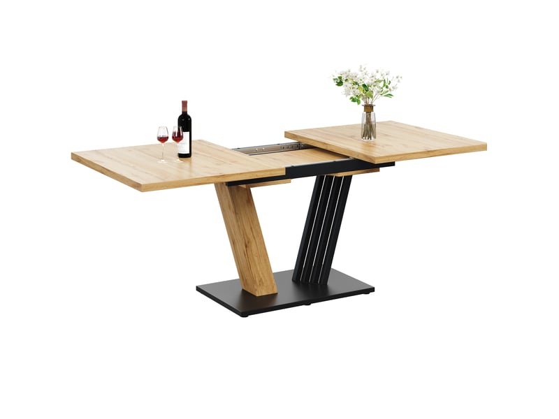 Table extensible avec plateau coulissant et pieds réglables finition bois pour cuisine et salle à manger en mdf - Conforama A