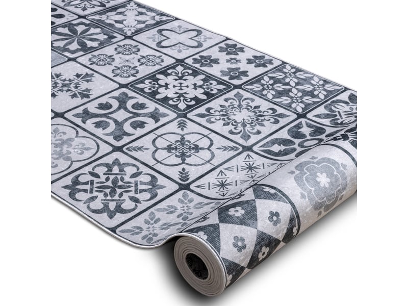  Tapis de couloir antidérapant lotus azulejo 60970 patchwork, carreaux de lisbonne gris lavable 120 cm 120x790 cm  - Conforama B