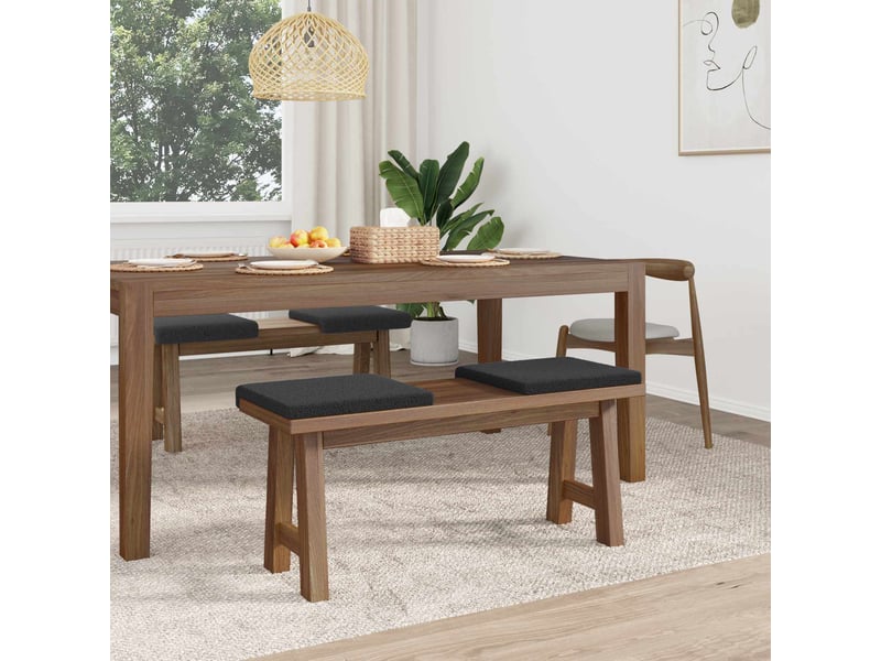 Lot de 4 coussins de banc, coussins d'assise, coussins pour chaisecanapé tissu sherpa gris foncé profondeur 35 cm cf52592 - Conforama C