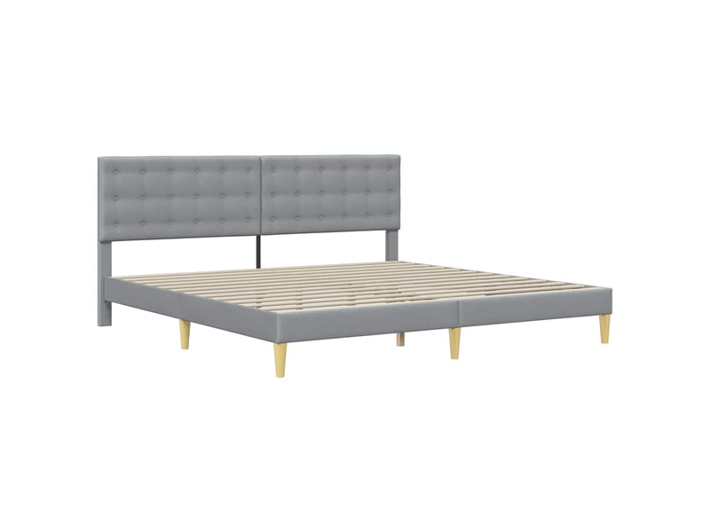  Lit double- lit adulte -  cadre de lit avec tête de lit gris clair 200 x 200 cm tissu  - Conforama B