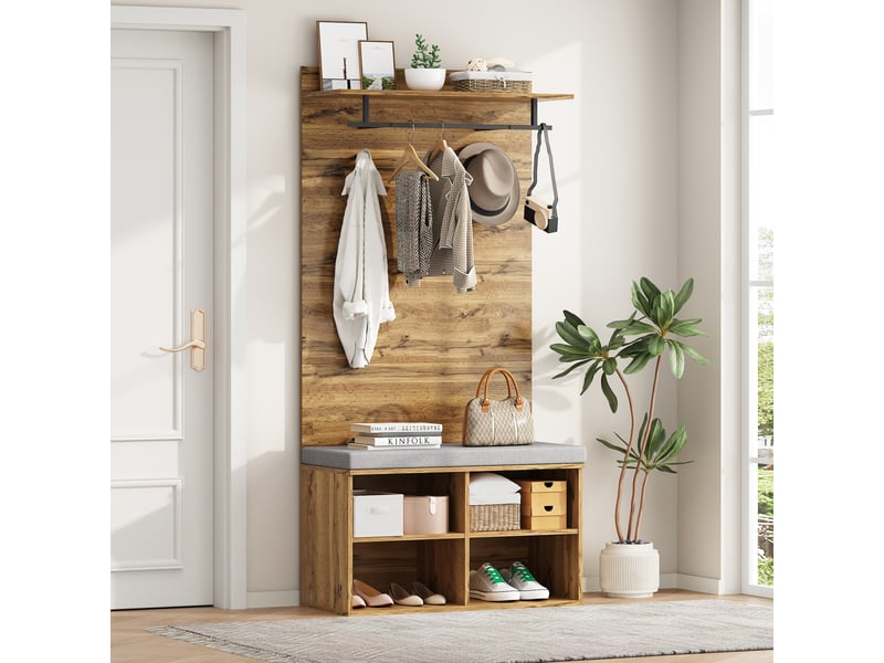  Portemanteau avec banc et rangement 84 x 175 cm en panneau de particules  - Conforama B