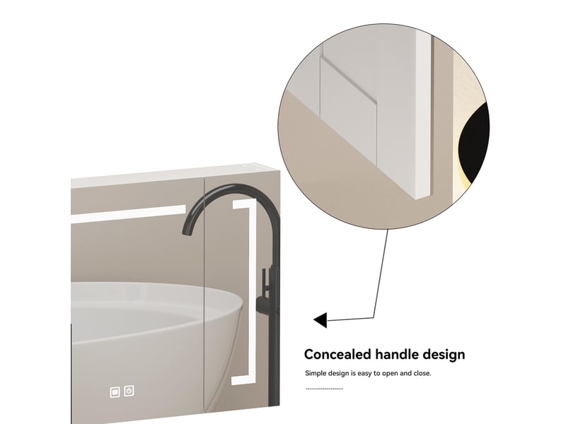 Armoire de toilette murale avec miroir led 90 cm rangement intégré pour salle de bain et chambre - Conforama R