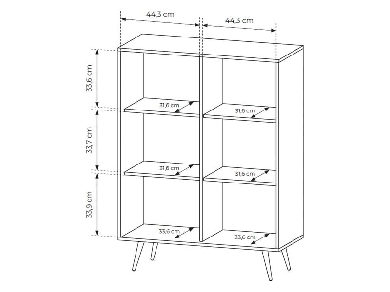  Buffet hafano, meuble 2 étagères, 94x40x126h cm marron noyer Hafano - Conforama D
