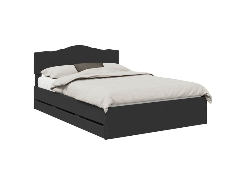  Lit double- lit adulte -  cadre de lit avec tiroir noir 150 x 200 cm bois ingénierie  - Conforama A