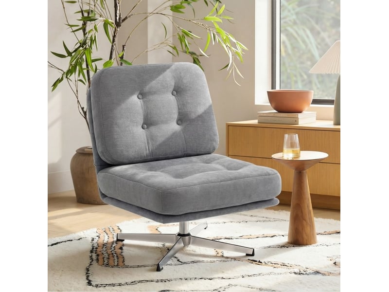  Fauteuil de relaxation pivotant 87x70x84 cm – gris clair – assise large à ressorts, dossier rembourré  - Conforama B