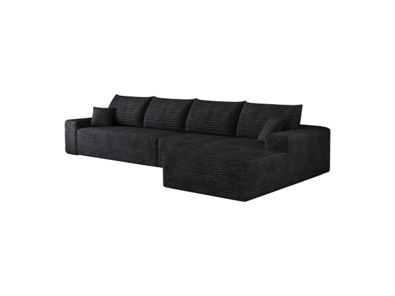Canapé d'angle noir 340 cm modulaire - chaise-longue en l, siège profond, prêt à poser, sans montage, salon - Conforama A