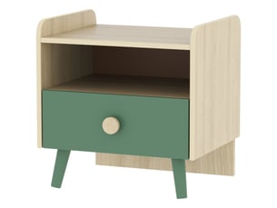Table de chevet enfant 40 x 32,5 x 40 cm rangement tiroir et niche gain de place style scandinave épuré idéal en mdf vert 21_0000257