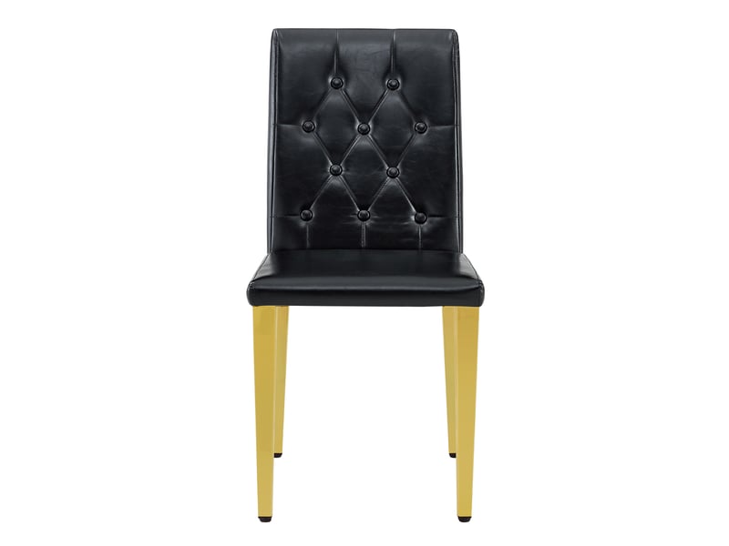  Lot de 4 chaises de salle à manger,42x46x89 cm,similicuir et métal doré,noir  - Conforama D
