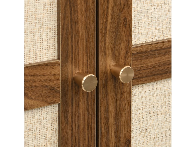 Armoire avec 2 portes, 2 tiroirs, tringle et niche ouverte, pour chambre, en mdf, noyer et beige, 80 × 55 × 180 cm - Conforama E
