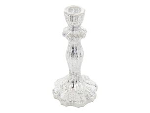 Bougeoir de noël en verre argenté h. 20 cm