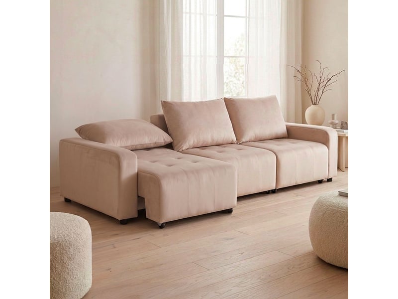  Canapé 3 places convertible et modulable castelo velours taupe Castelo - Conforama B