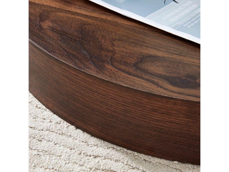  Table basse à plusieurs niveaux en verre trempé et mdf, décor noyer, longueur 90 cm  - Conforama W