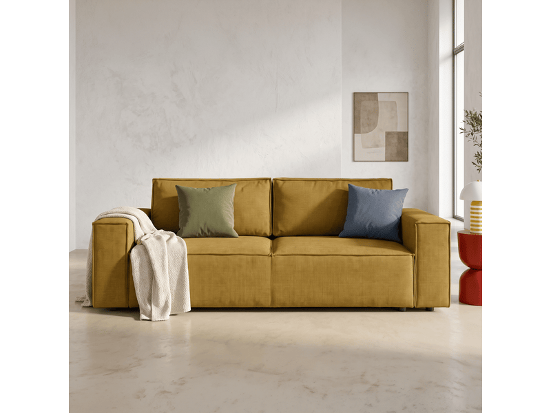  Canapé convertible 3 places avec coffre de rangement en tissu chenille bronze - harper Harper - Conforama B