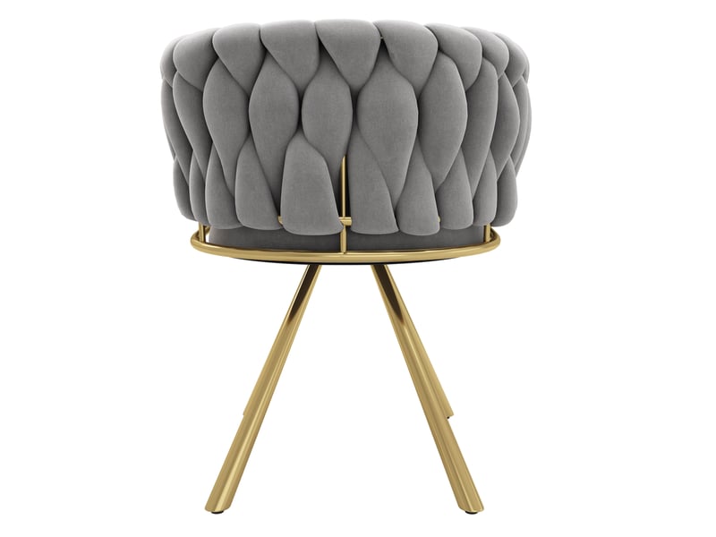 Lot de 4 chaises pivotantes 360° en velours gris, piètement métal doré, dossier enveloppant, salle à manger - Conforama R