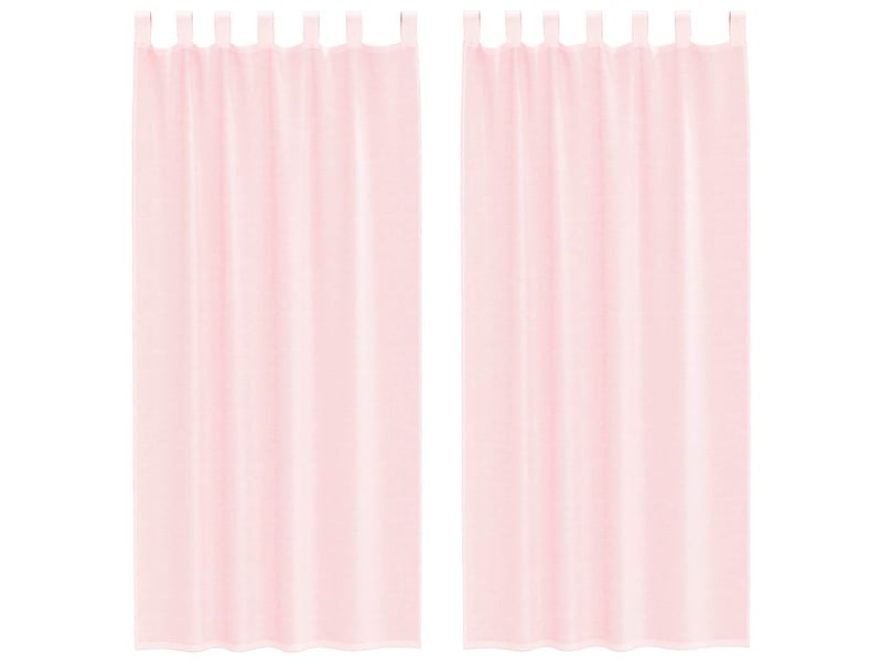  Lot de 2 rideaux en voile, voilages avec boucles rose clair 140x245 cm cf44318  - Conforama A