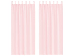 Lot de 2 rideaux en voile, voilages avec boucles rose clair 140x245 cm cf44318