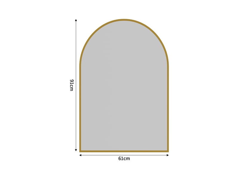 Miroir design 91x61 cm, cadre alu, forme cintrée, style épuré, pour salle de bain ou séjour,doré - Conforama C