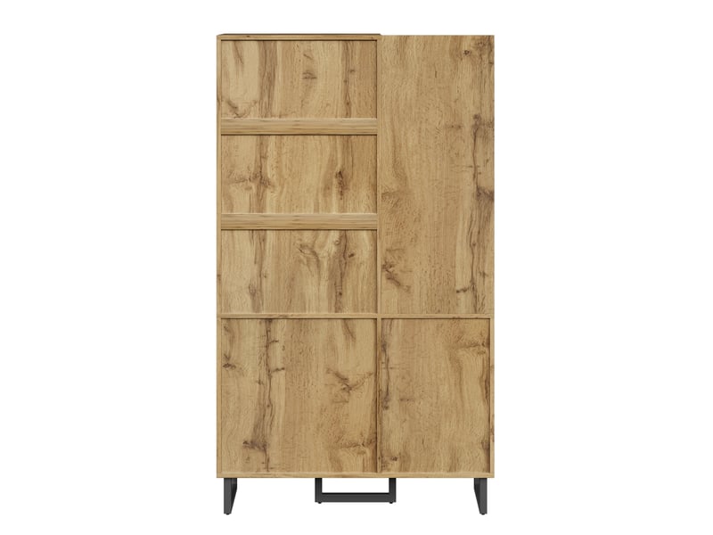  Meuble d'entrée avec 1 porte, 2 tiroirs et rangement en mdf 110×38×186 cm noir naturel  - Conforama D