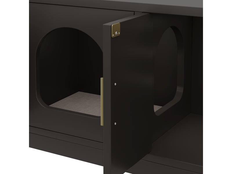 Meuble cache-litière noir 140 × 40 × 45,5 cm, rangements et griffoir IKSETERA TRADING LTD - Conforama R