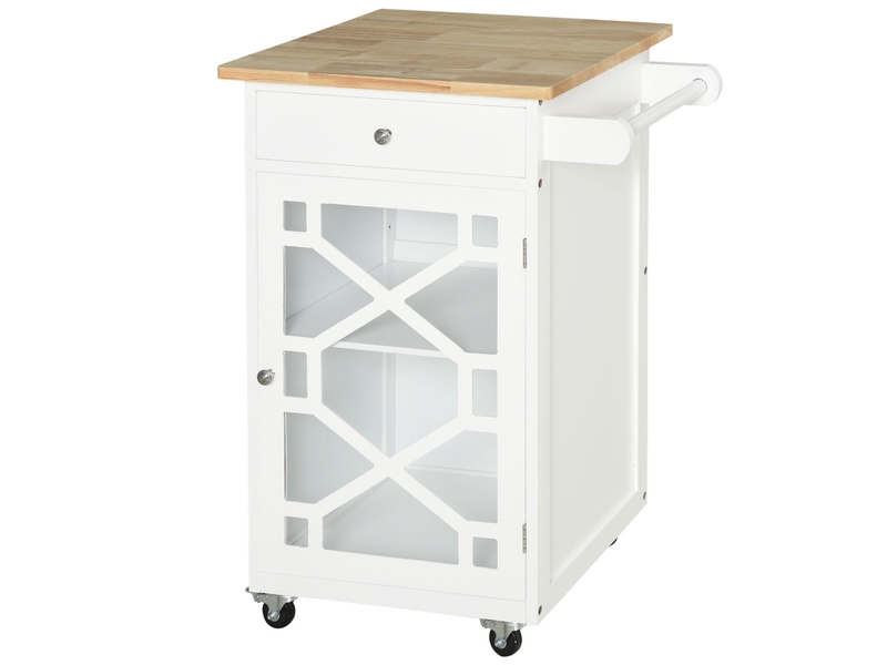  Desserte de cuisine à roulettes avec tiroir et placard mdf blanc 63 x 45 x 86 cm  - Conforama B