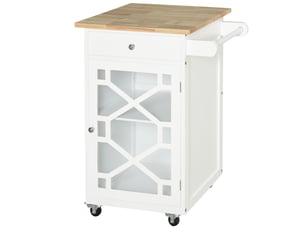 Desserte de cuisine à roulettes avec tiroir et placard mdf blanc 63 x 45 x 86 cm