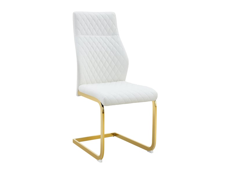  Lot de 2 chaises de salle à manger à dossier haut, pu blanc et métal doré  - Conforama A