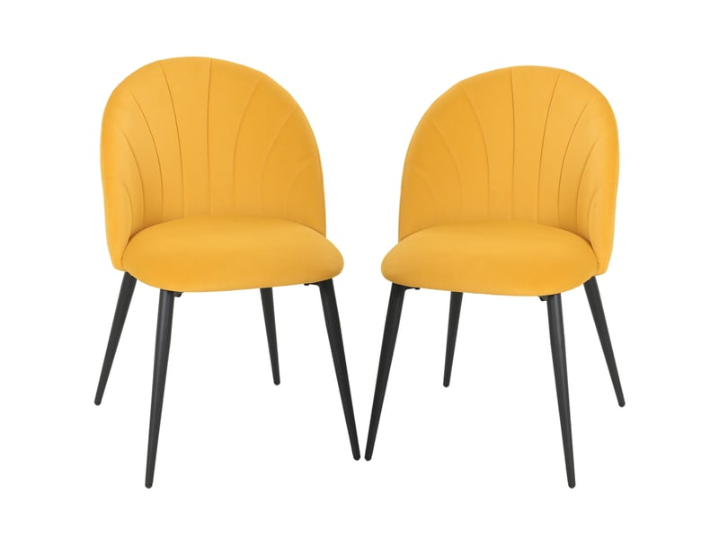 Lot de 2 chaises salle à manger dossier coquille velours jaune 52x55x79cm - Conforama B