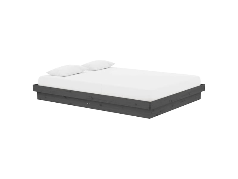  Lit double- lit adulte -  cadre de lit sans matelas gris bois massif 140x190 cm  - Conforama B