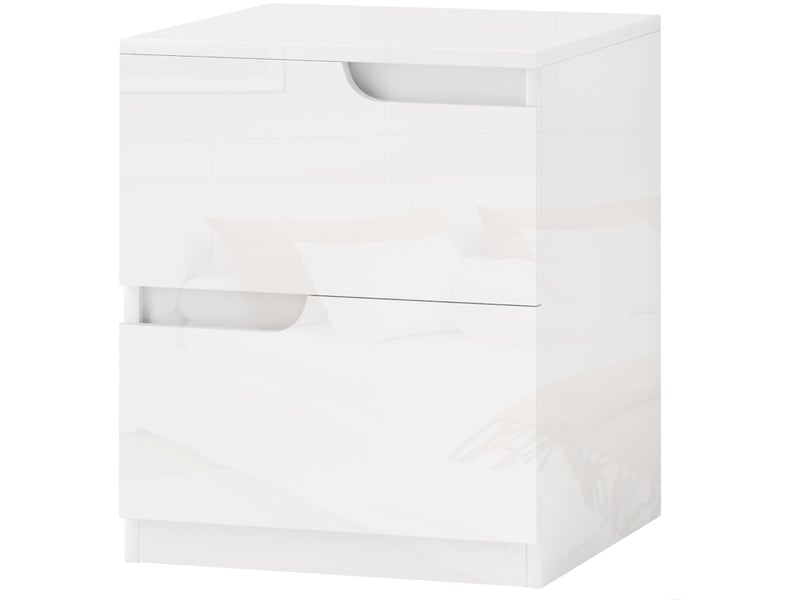  Table de chevet 2 tiroirs 40 x 40 x 48 cm blanche brillante homvra  - Conforama A