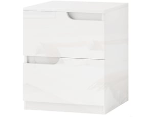 Table de chevet 2 tiroirs 40 x 40 x 48 cm blanche brillante homvra